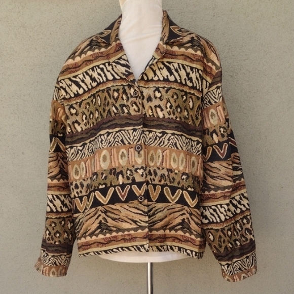 ITF Animal Print Jacket with Earth Tones L/XL - Picture 1 of 8